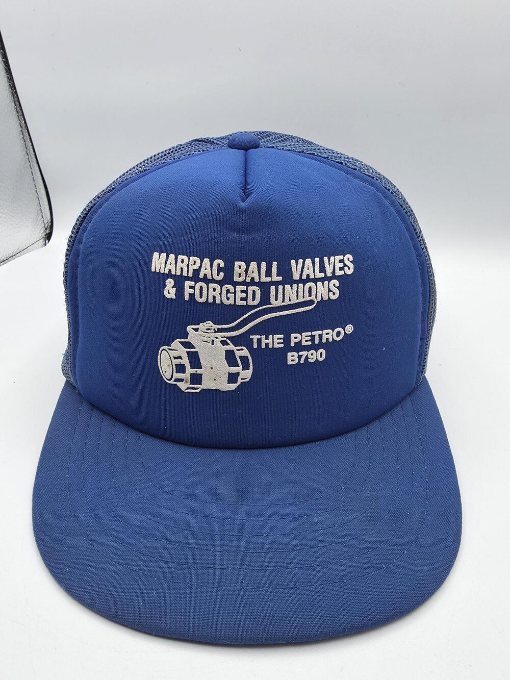 VINTAGE MARPAC Hat Cap Snap Back Blue Mesh Trucker Oil Gas Advertising Mens 80s